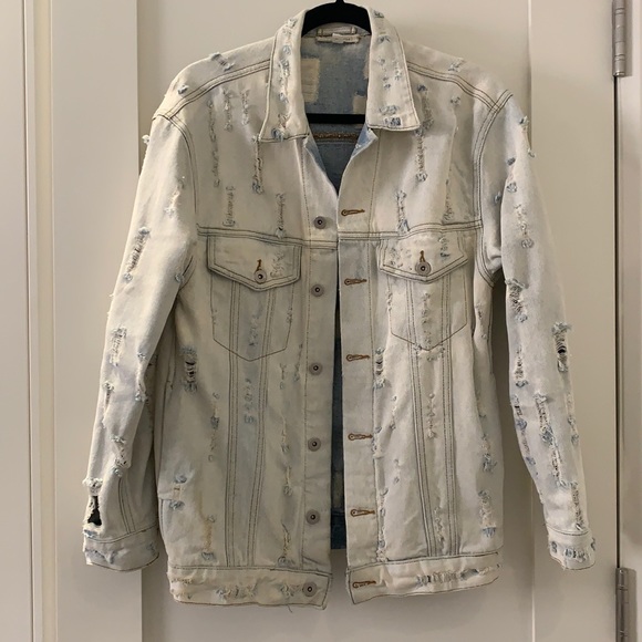 Distressed Denim Jacket Size Small - Picture 3 of 8